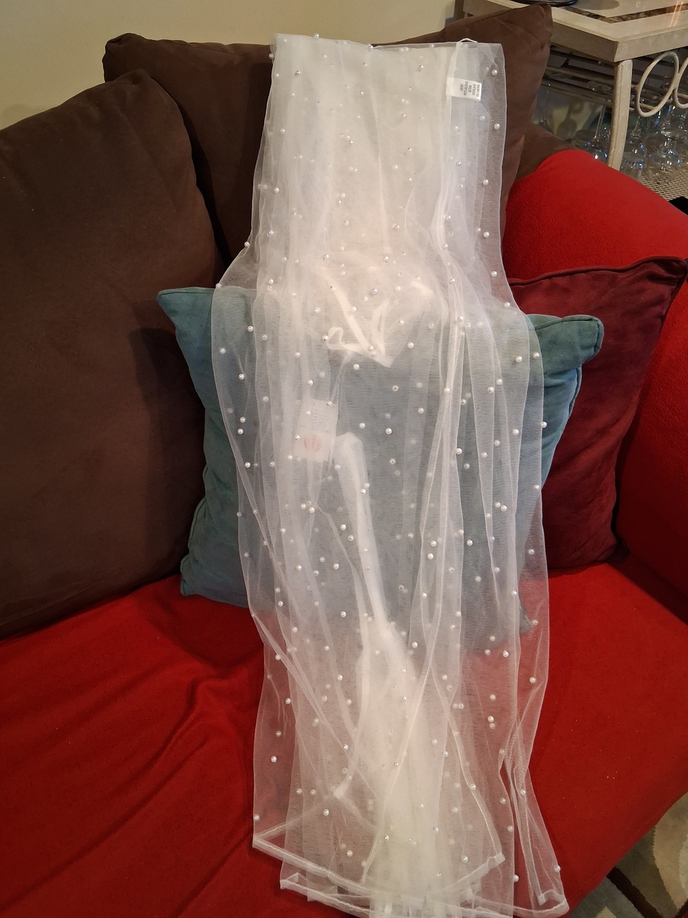 Pearl-Embellished White Sheer Robe